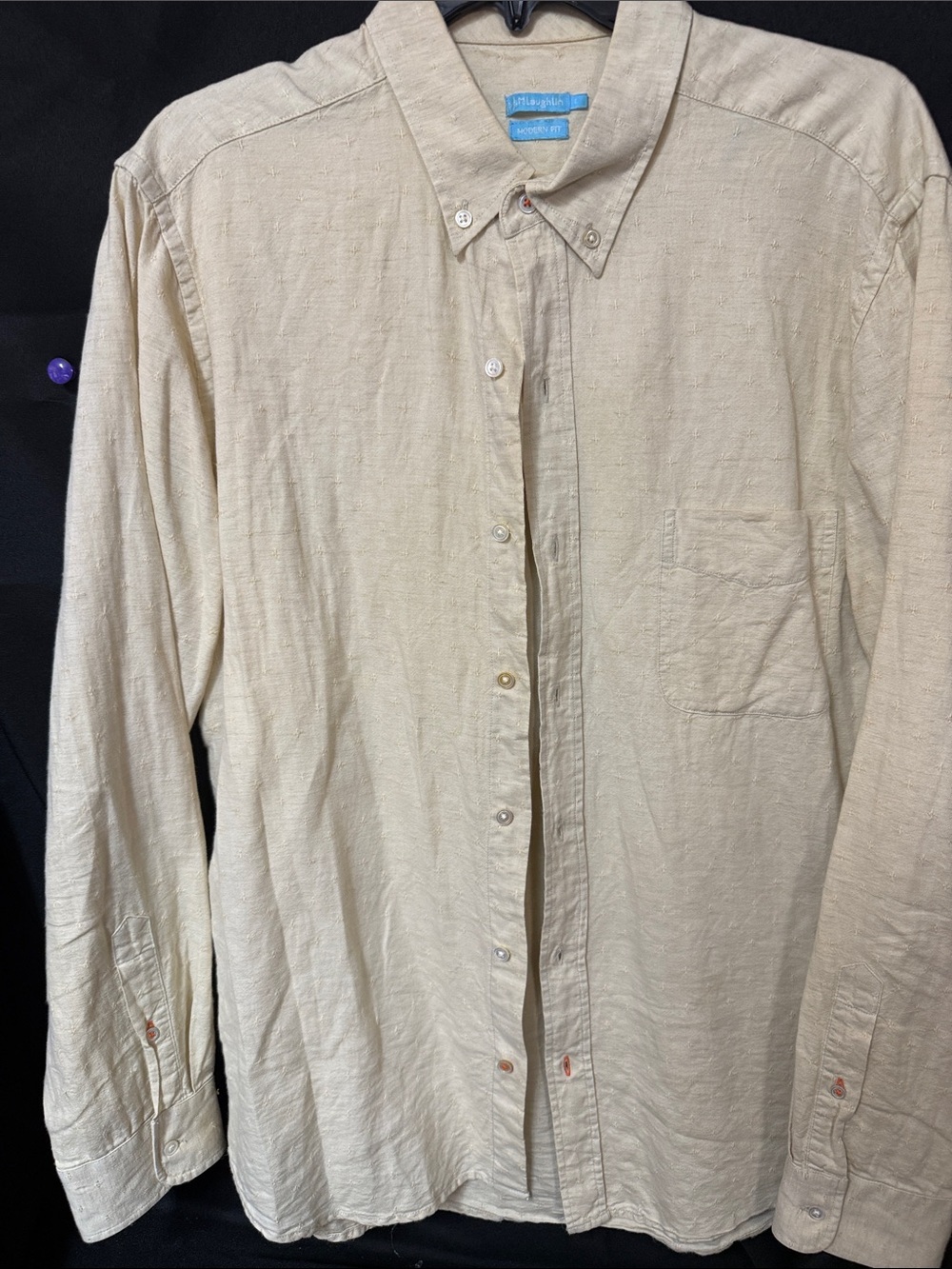 J. McLaughlin Beige Button-Down Linen Shirt